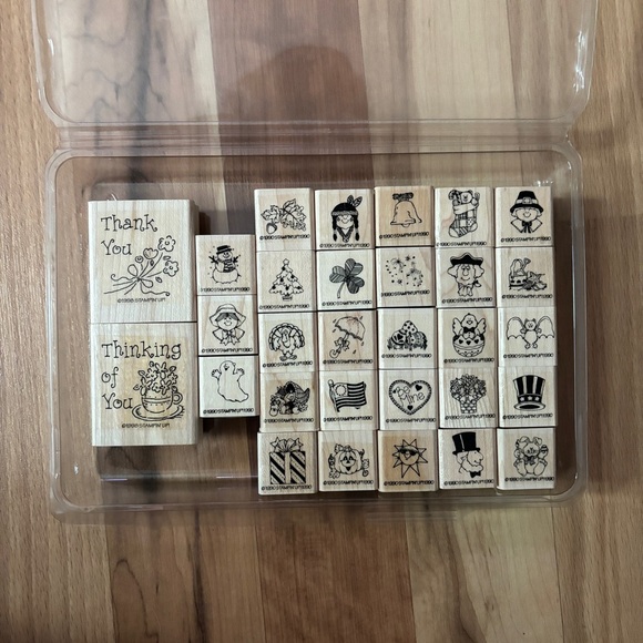 Stampin Up Year Round Fun 28pc Rubber Stamp Set Small Holiday Stamps plus 2 - Picture 6 of 6